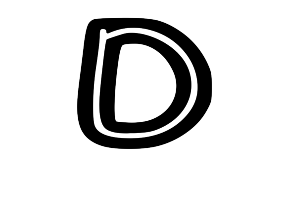 Bold Outlined Comic Mono Letter D