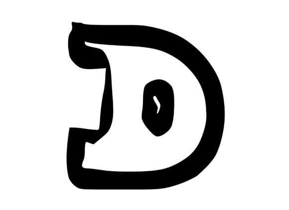 Bold Punk Hand Drawn Mono Letter D