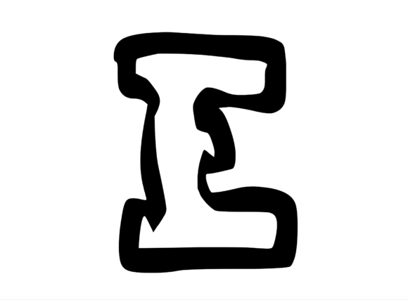 Bold Punk Hand Drawn Mono Letter E