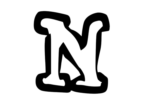 Bold Punk Hand Drawn Mono Letter N