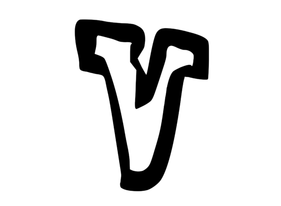 Bold Punk Hand Drawn Mono Letter V