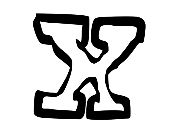 Bold Punk Hand Drawn Mono Letter X