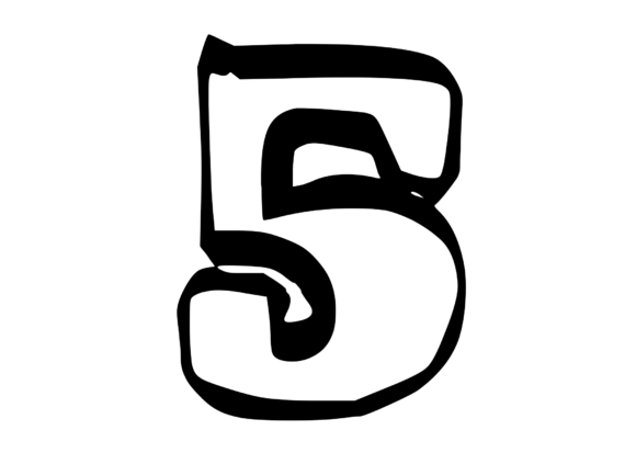 Bold Punk Hand Drawn Mono Number 5