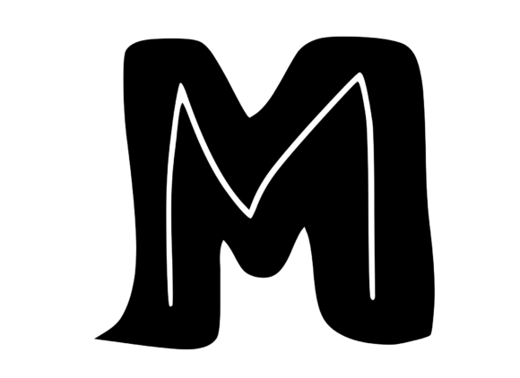 Funky Bold Skeleton Letter M