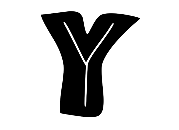 Funky Bold Skeleton Letter Y