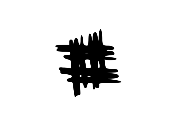 Old Brush Stroked Mono Symbol Hashtag